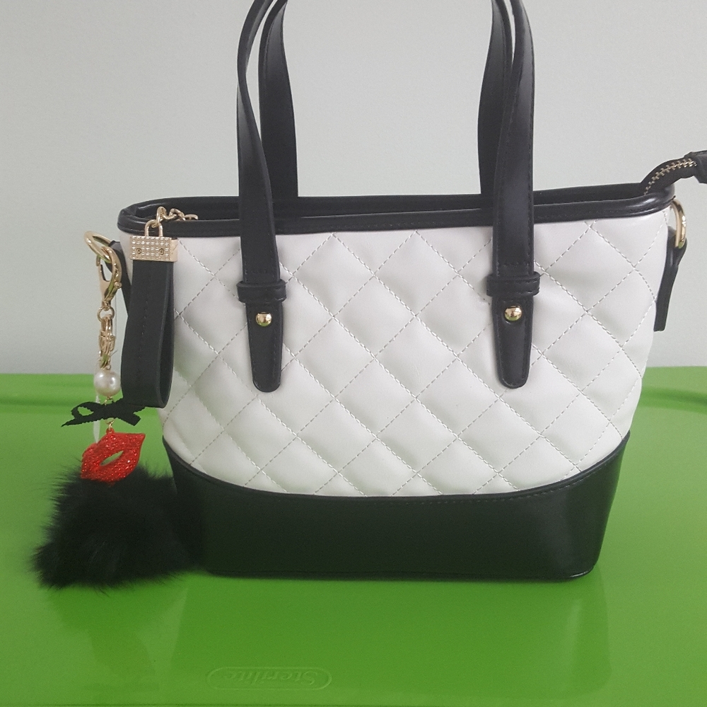 Black and White quilted tote.